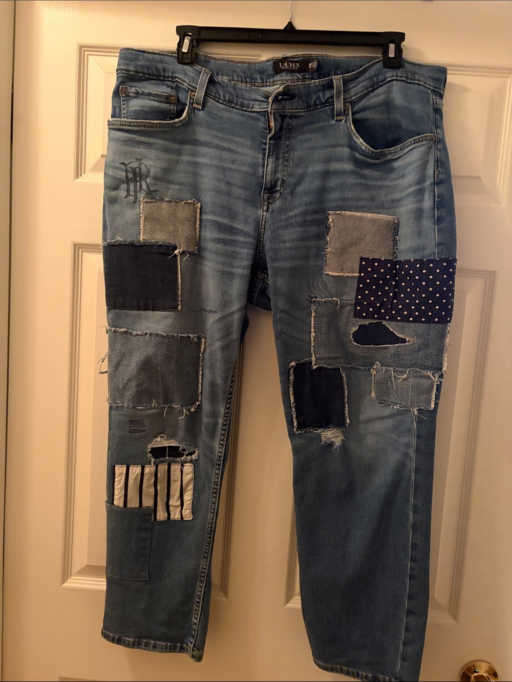 Ralph Lauren Women's Light Blue Patchwork Boyfriend Jeans